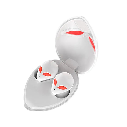 Creative Outer Starman T8 alien-design wireless Bluetooth earbuds and charging case in black.