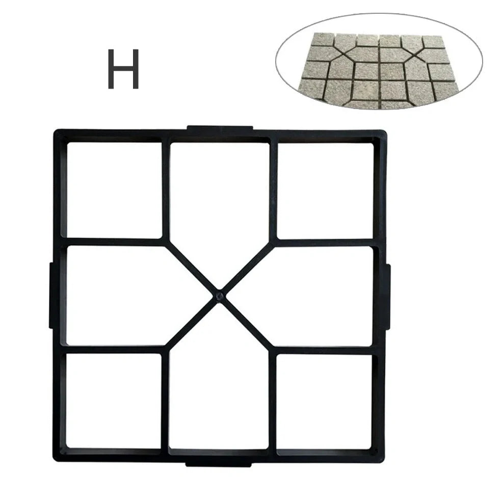 Black plastic concrete mould measuring 42 x 43cm for creating 36cm garden paving blocks