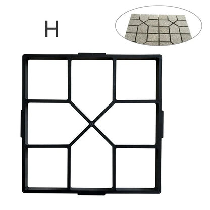Black plastic concrete mould measuring 42 x 43cm for creating 36cm garden paving blocks
