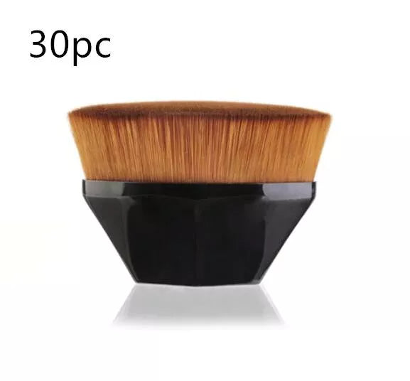 Soft synthetic foundation brush kit for flawless makeup application in black, white, and pink