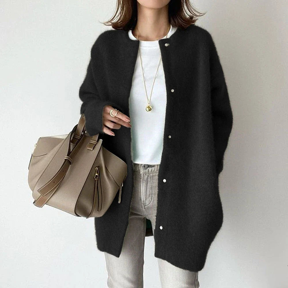 A stylish and cozy knit cardigan jacket in a variety of colors, perfect for autumn and winter wear