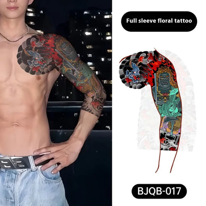 Retro traditional simulation flower arm body sticker sheet, 520mm x 370mm, transfer printing, BJQB pattern options