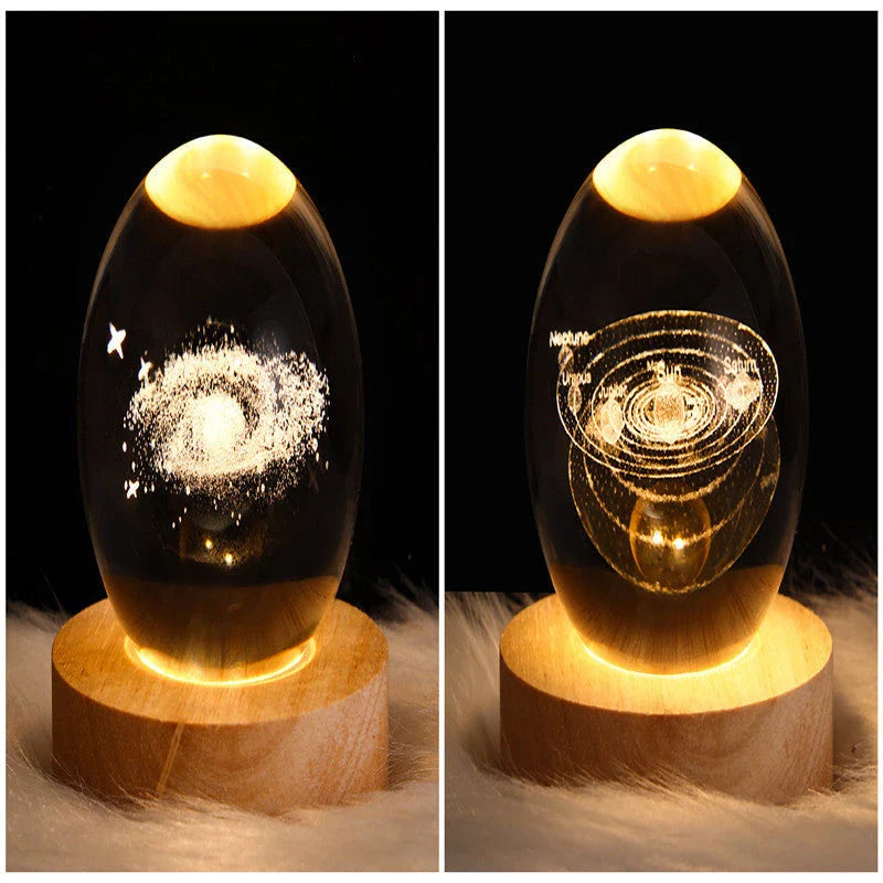 Enchanting galaxy crystal ball night light with 3D pattern, creating a mesmerizing celestial display for bedroom decor