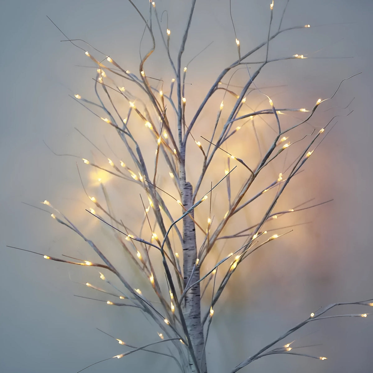 LED birch tree decoration light with plastic shell, IP65 outdoor rating, and sizes from 45cm to 180cm.