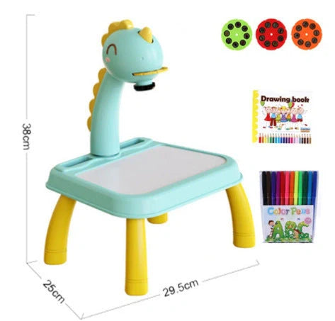 Children's magnetic drawing board with music and projection features in blue and pink