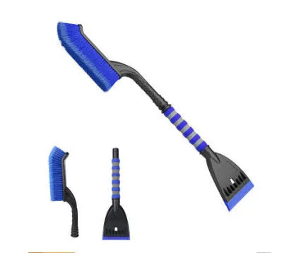 Yellow telescopic car snow scraper brush with thickened plastic snow ploughing blade for winter defrosting