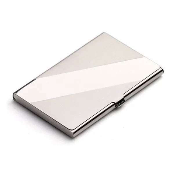 304 stainless steel business card case with laser-etched geometric pattern