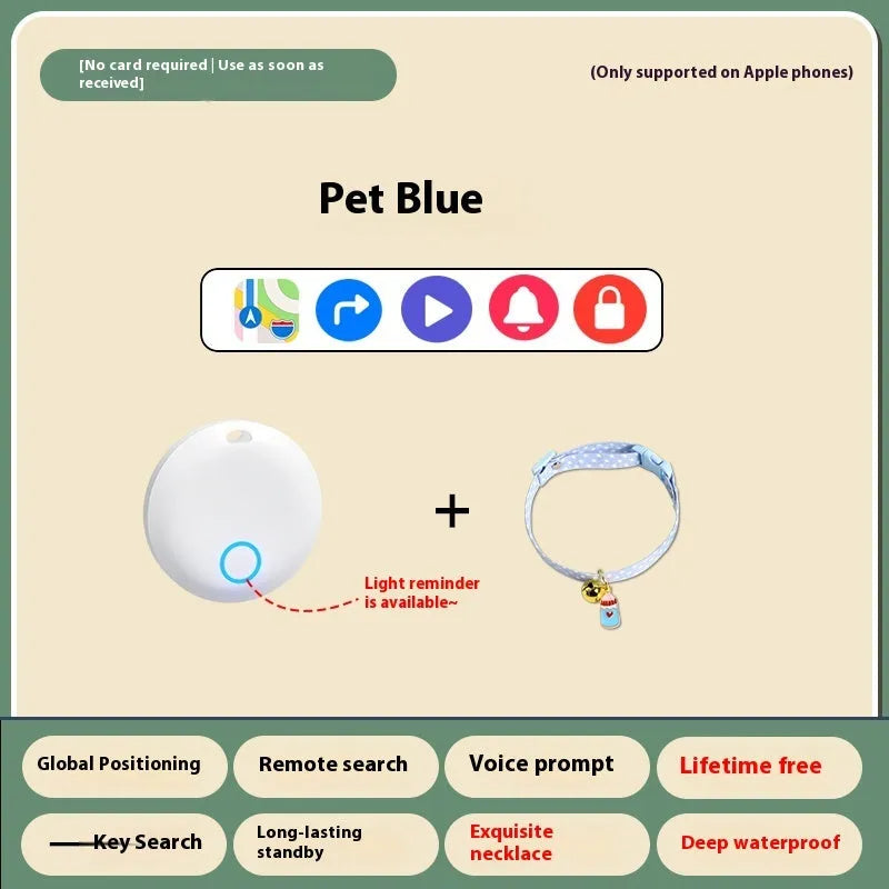 GPS pet locator device attached to a dog collar for tracking cats and dogs.