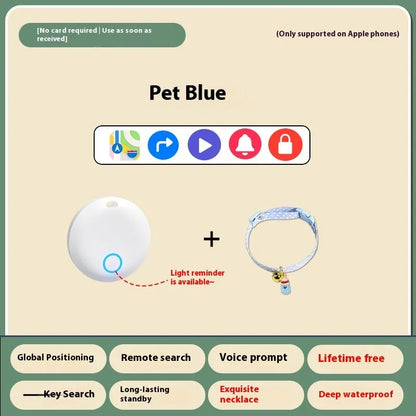 GPS pet locator device attached to a dog collar for tracking cats and dogs.