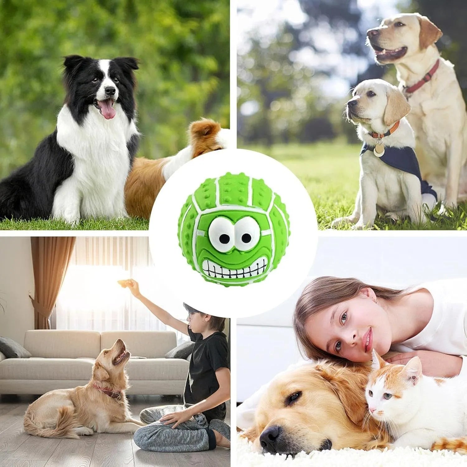 Colourful latex dog balls with smiley faces, suitable for small dogs and cats