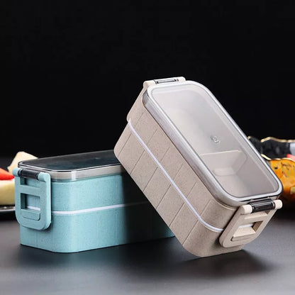 Eco-friendly wheat straw lunch box with flexible lock seal, microwave-safe