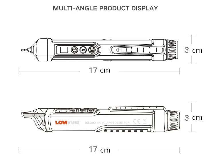 Black intelligent checkpoint test pencil for AC voltage line detection with sound and light indicators