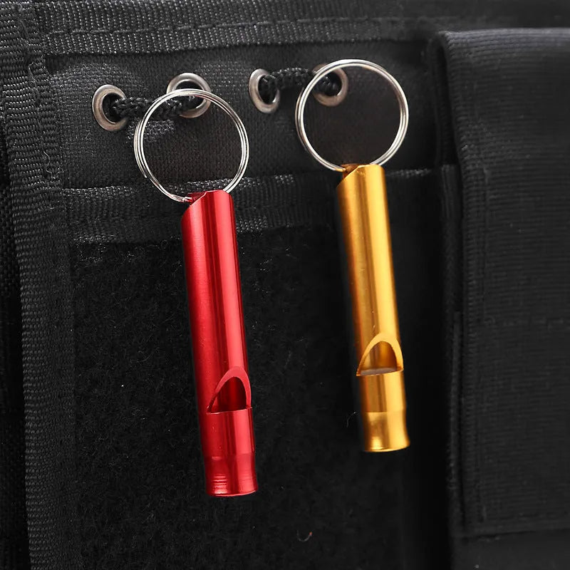 Aluminium survival whistle about 9 x 46mm with loud sound for hiking and outdoor signalling