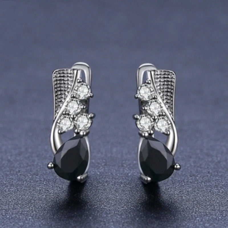 Elegant Korean drop-shaped earrings with sparkling micro rhinestones