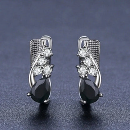 Elegant Korean drop-shaped earrings with sparkling micro rhinestones