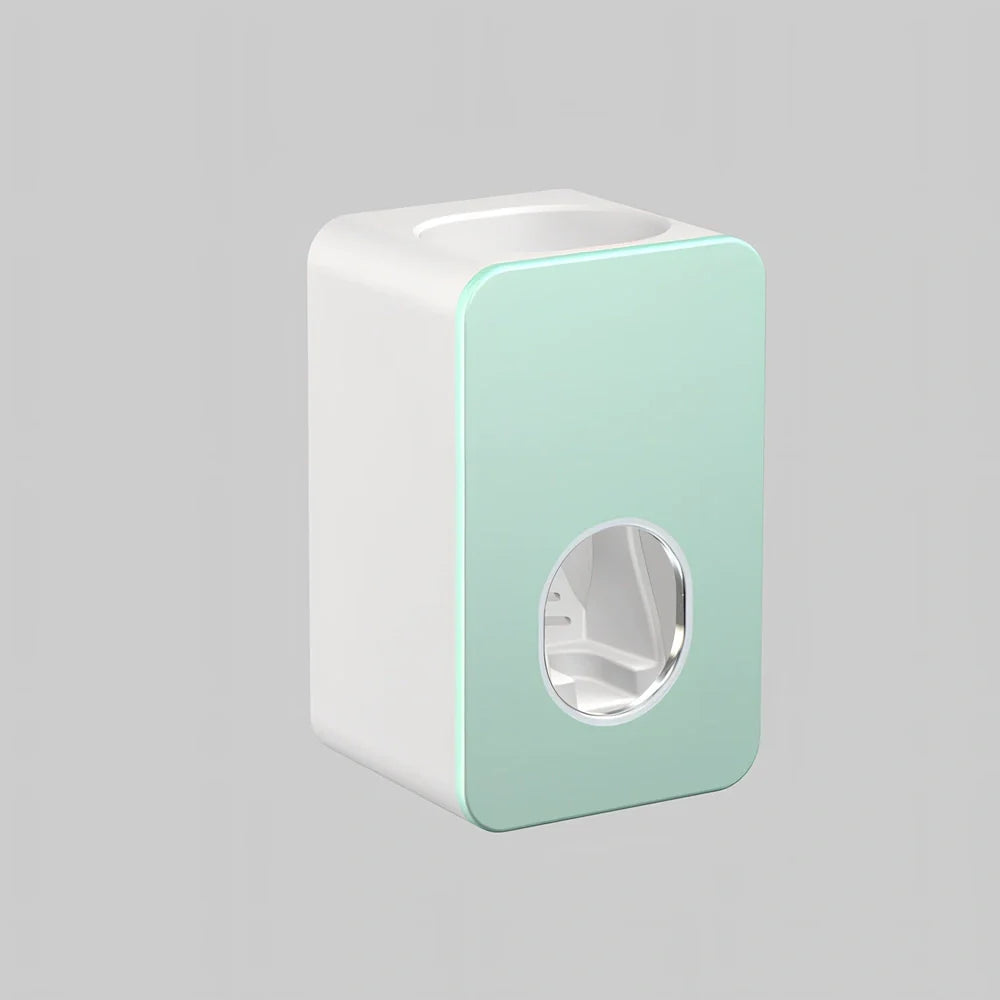 Black wall-mounted automatic toothpaste dispenser with 1 ml pump, punch-free adhesive, 18 cm height for bathroom use