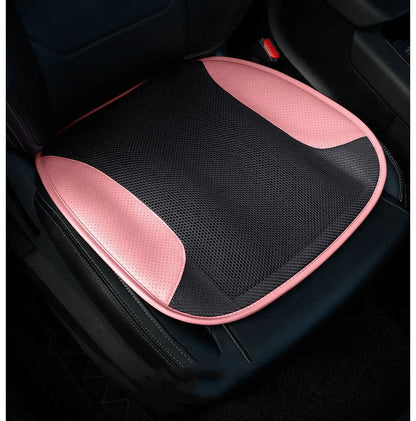 USB ventilated car seat cushion in black suede with visible fan vents, placed on a car seat.