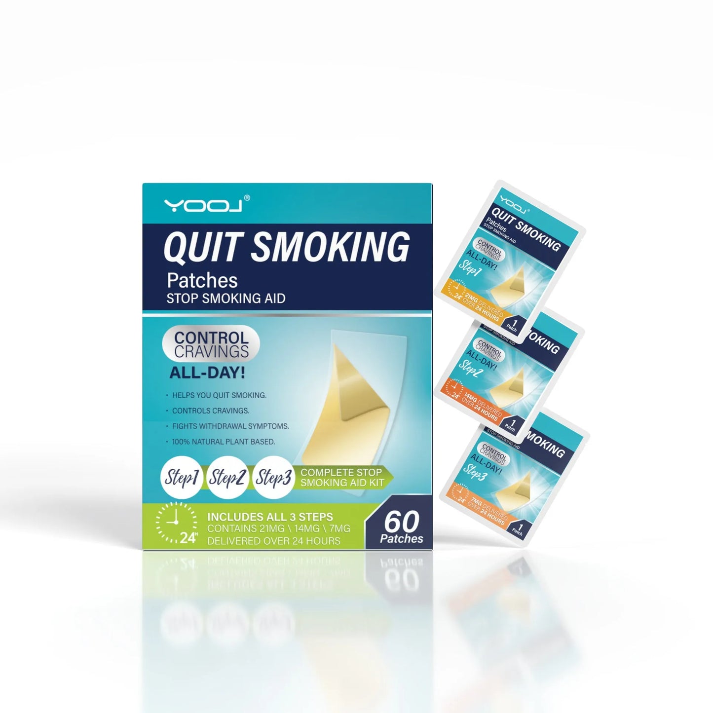 Box of 30 plant extract nicotine patches for smoking cessation with herbal ingredients