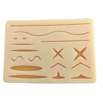 Black silicone laparoscopic simulation training pad, 17x12cm, with three-layer skin fat muscle practice surface and suturing tools