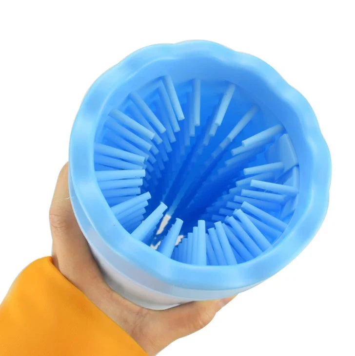 Silicone dog paw cleaning cup with soft bristles for easy and gentle paw washing
