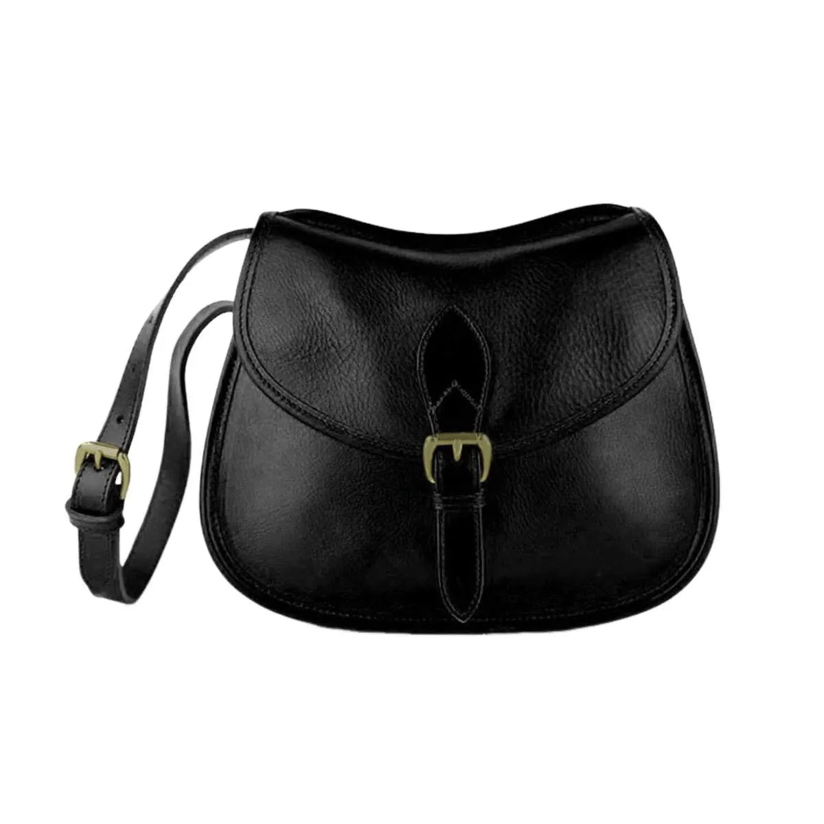 Genuine leather retro messenger bag with crossbody strap and flap closure in coffee colour