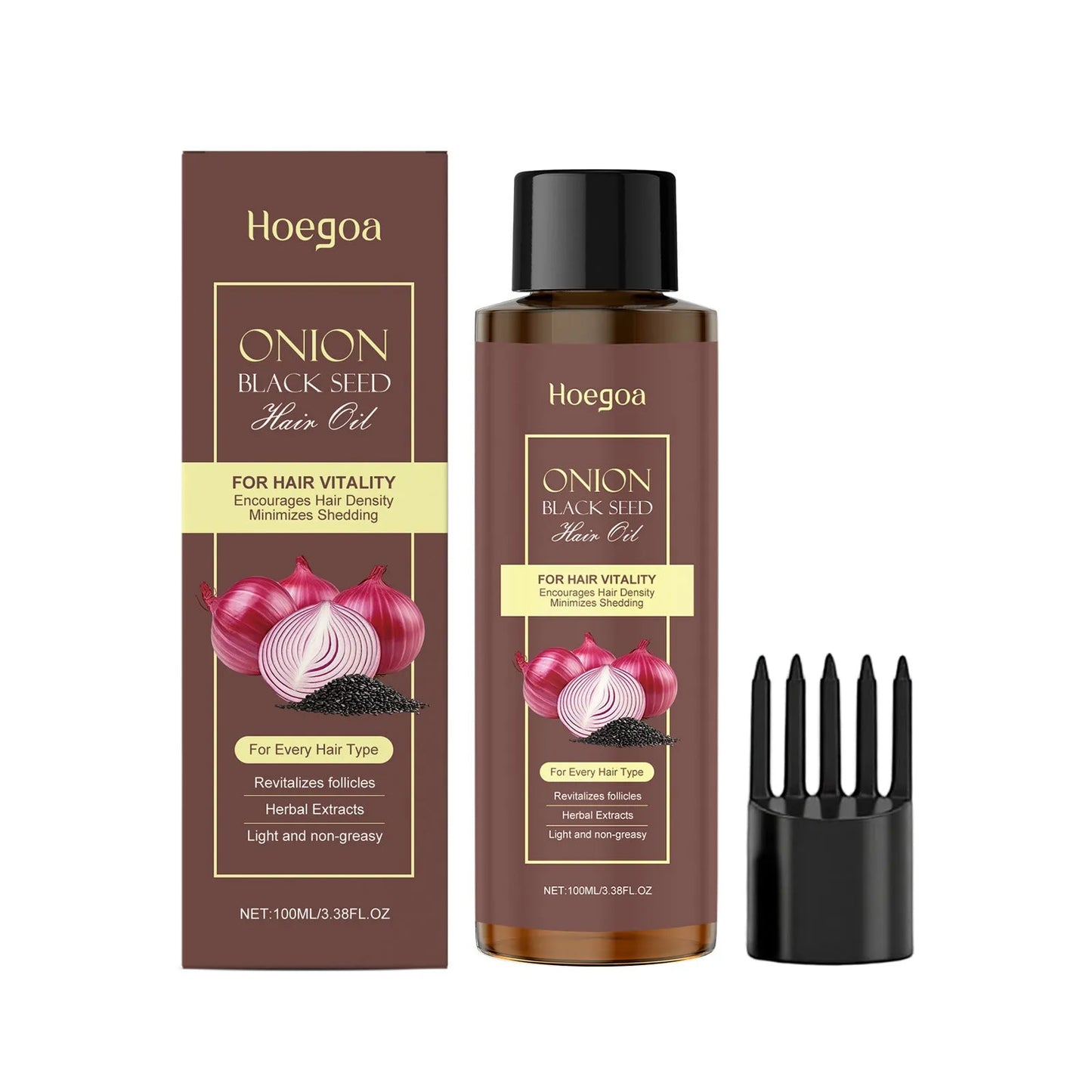 100ml bottle of nourishing hair care essential oil with accessories