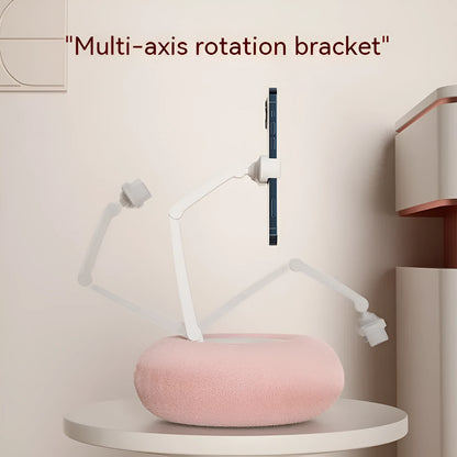 ABS plastic rotating bracket holding a tablet, showing height adjustment and rotation features with colour options