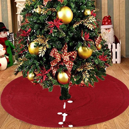 Wine red acrylic Christmas tree skirt, 120cm diameter, circular design for hiding tree bases