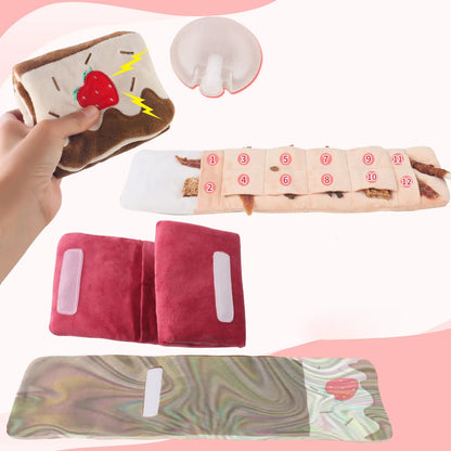 Plush snuffle mat dog toy for sniffing and foraging, available in brown, pink, and white