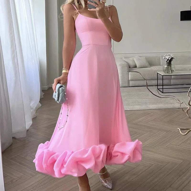 Elegant chiffon skirt with three-dimensional floral design, available in a range of classic UK colours
