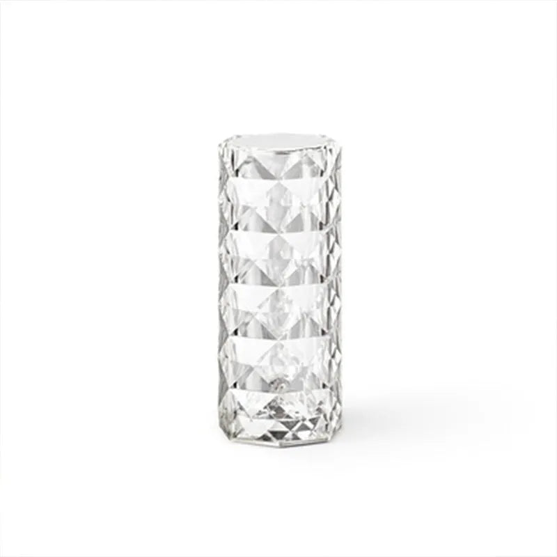 LED rose diamond table lamp with touch switch and three-colour light modes on a wooden table
