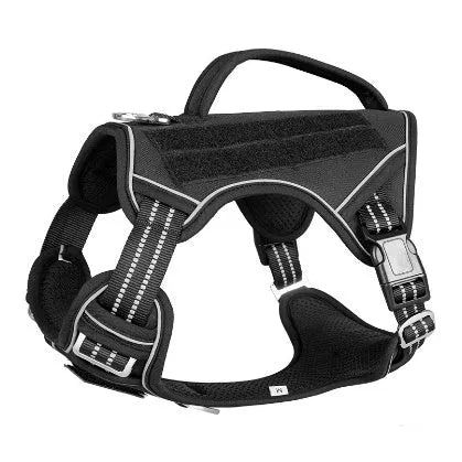 Tactical dog chest strap harness for search and rescue working dogs in Oxford cloth with adjustable sizing