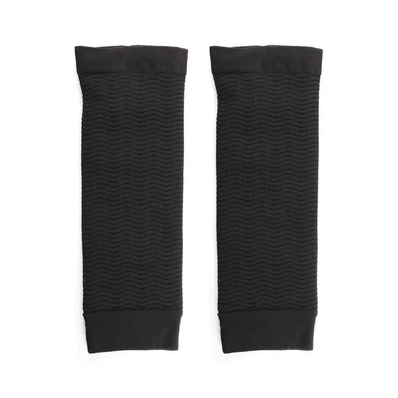 Women's shaping arm sleeves in nylon fabric available in black and skin colour
