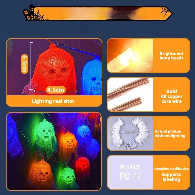 Halloween coloured decorative lights with battery box for indoor wall decoration