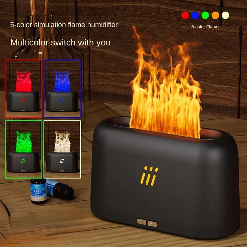 Ultrasonic aroma diffuser with flame-like LED lighting, creating a relaxing and soothing atmosphere in any room