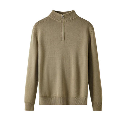 Men's thickened wool casual sweater in slim fit with long sleeves, shown in multiple colour options