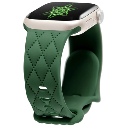 Silicone Apple Watch strap with butterfly buckle, shown in black, 38/40/41mm size