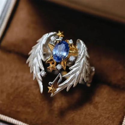 Adjustable geometric open mouth ring with alloy construction and oiling finish