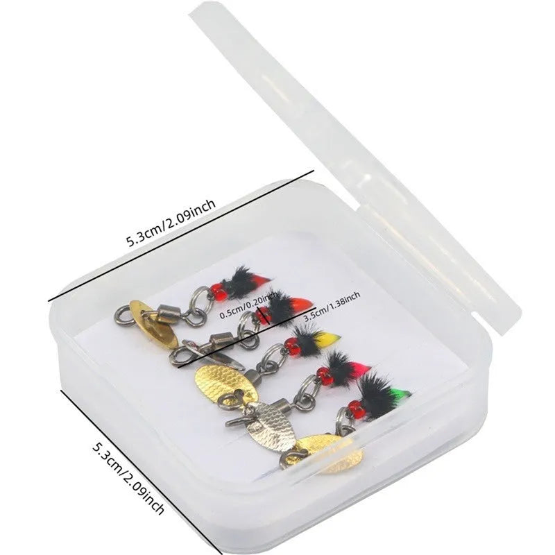 Bionic poisonous mosquito fishing hooks with spinning sequins in multicolor designs