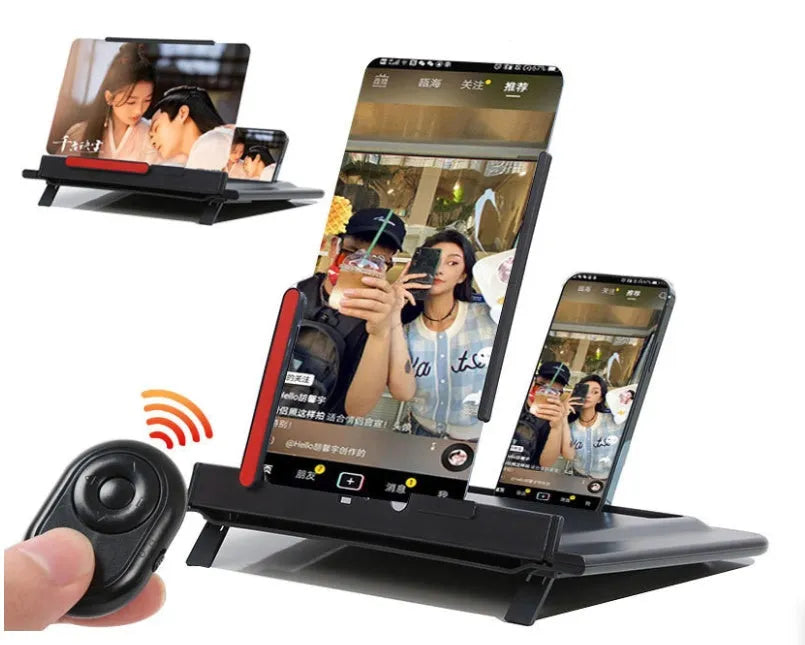 12-inch black pull-out screen amplifier showing horizontal tablet placement with Fresnel lens visible