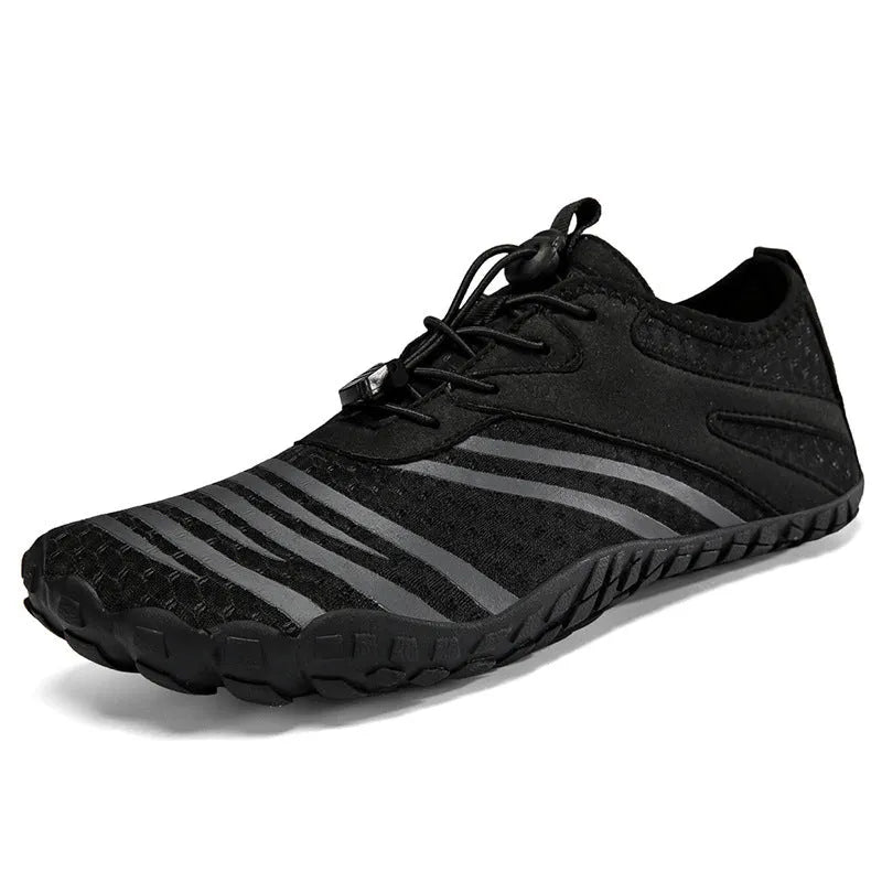 Quick-drying beach shoes with mesh lining and natural rubber sole in light gray, black or rose red, sizes 36-46