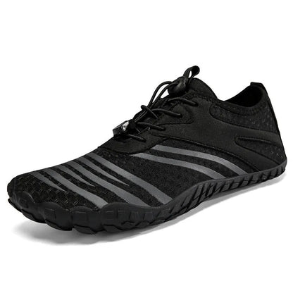 Quick-drying beach shoes with mesh lining and natural rubber sole in light gray, black or rose red, sizes 36-46
