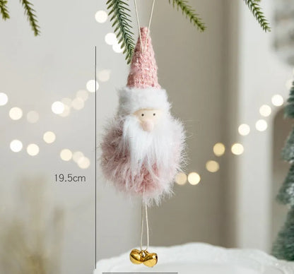 Pink plush snowman doll pendant Christmas decoration with hanger