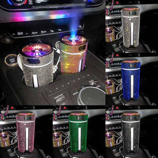 Ultrasonic Aromatherapy Car Diffuser with Colorful LED Lighting, Compact and Portable Design for In-Car Relaxation and Fragrance Enjoyment