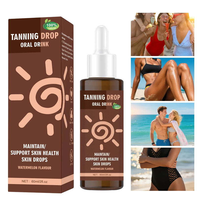 Tanning Drops 60ml Bronze Skin self-tanning solution for gradual sunless tan application on face and body, suitable for home use by both men and women with three-year shelf life and included dropper
