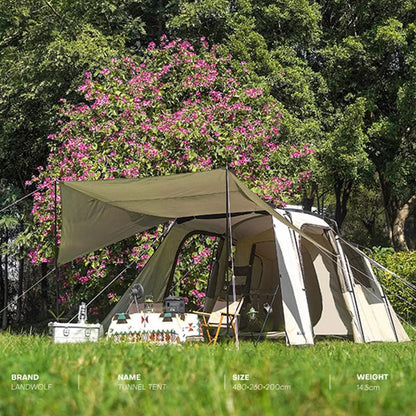 Landwolf Large Space Tunnel Tent for outdoor camping with UV protection and waterproof features