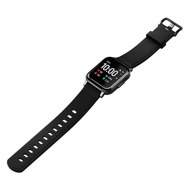 Black waterproof smart fitness bracelet with a 1.4-inch screen on a silicone wrist strap.
