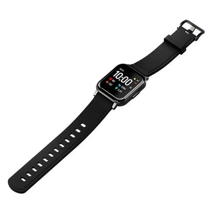 Black waterproof smart fitness bracelet with a 1.4-inch screen on a silicone wrist strap.