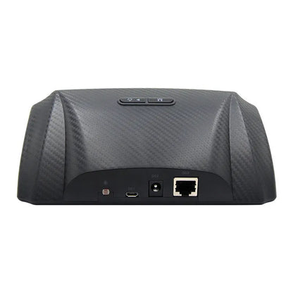 GPS GO 2 universal car head-up display with carbon fibre body showing speed, angle, and compass data on a colour LCD screen.
