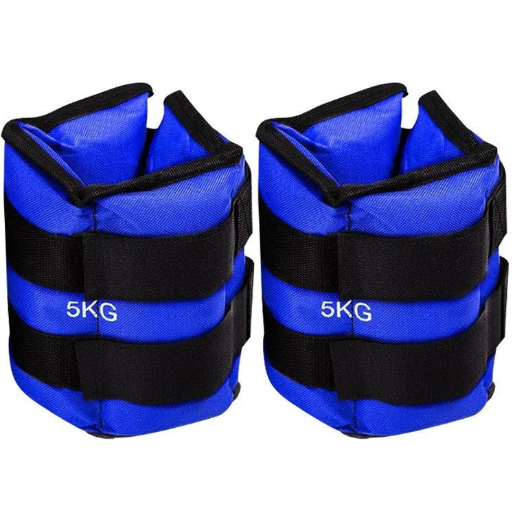 Pair of Oxford cloth legging sandbags for athletic resistance training in weights from 1kg to 6kg.
